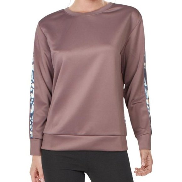 NWT Nicole Miller Active | Purple Stripe Crewneck Sweatshirt - M - Picture 1 of 6